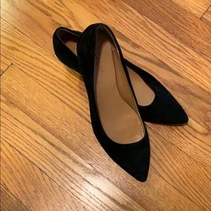 Black suede kitten heel.